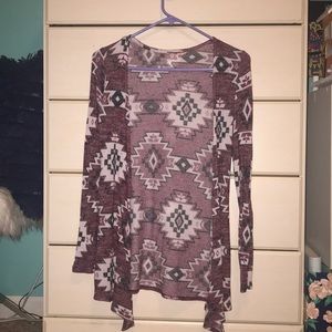Burgundy Cardigan with patterns